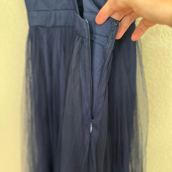 NWOT Rare Beauty Navy Blue Tulle Backless Maxi Dress - Picture 9 of 10